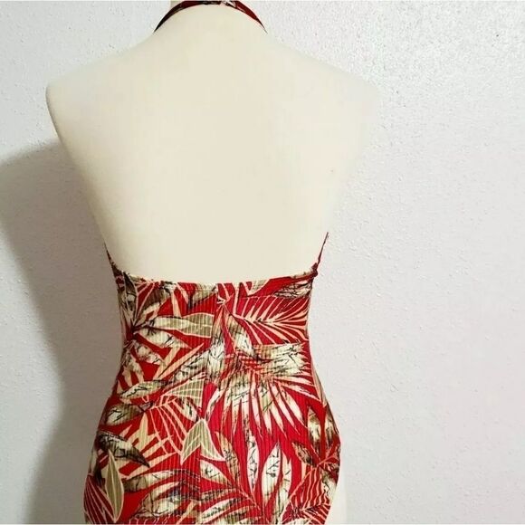Catalina Red Leaf Print One Piece Swimsuit  Size L - Picture 3 of 10